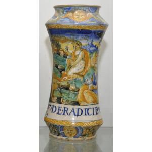 Albarello in maiolica di Casteldurante Angelo e Ludovico Picchi 1562-63