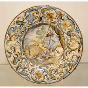 Piatto in maiolica di Castelli, Carlo Antonio Grue