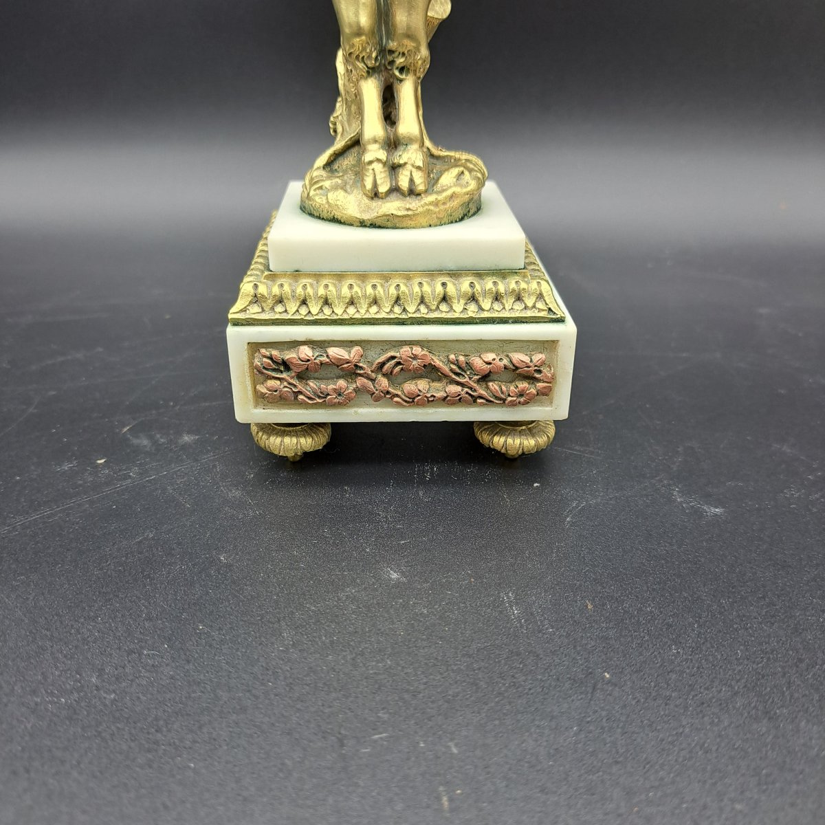 COPPIA DI CANDELABRI IN BRONZO DORTO E MARMO EPOCA NAPOLEONE III-photo-8
