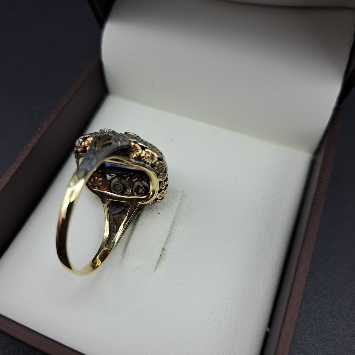 ANELLO ANTICO DEI PRIMI DEL XX IN ORO 18 K. E ARGENTO-photo-5