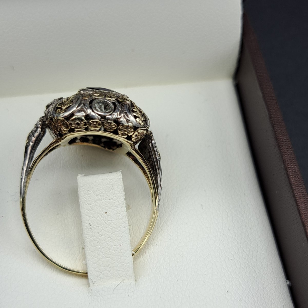 ANELLO ANTICO DEI PRIMI DEL XX IN ORO 18 K. E ARGENTO-photo-6