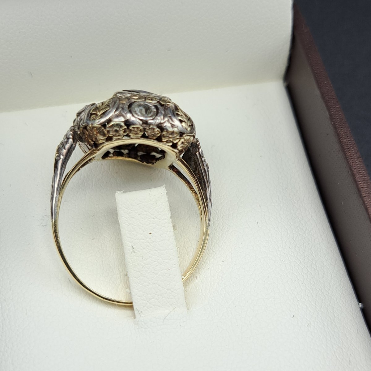 ANELLO ANTICO DEI PRIMI DEL XX IN ORO 18 K. E ARGENTO-photo-7
