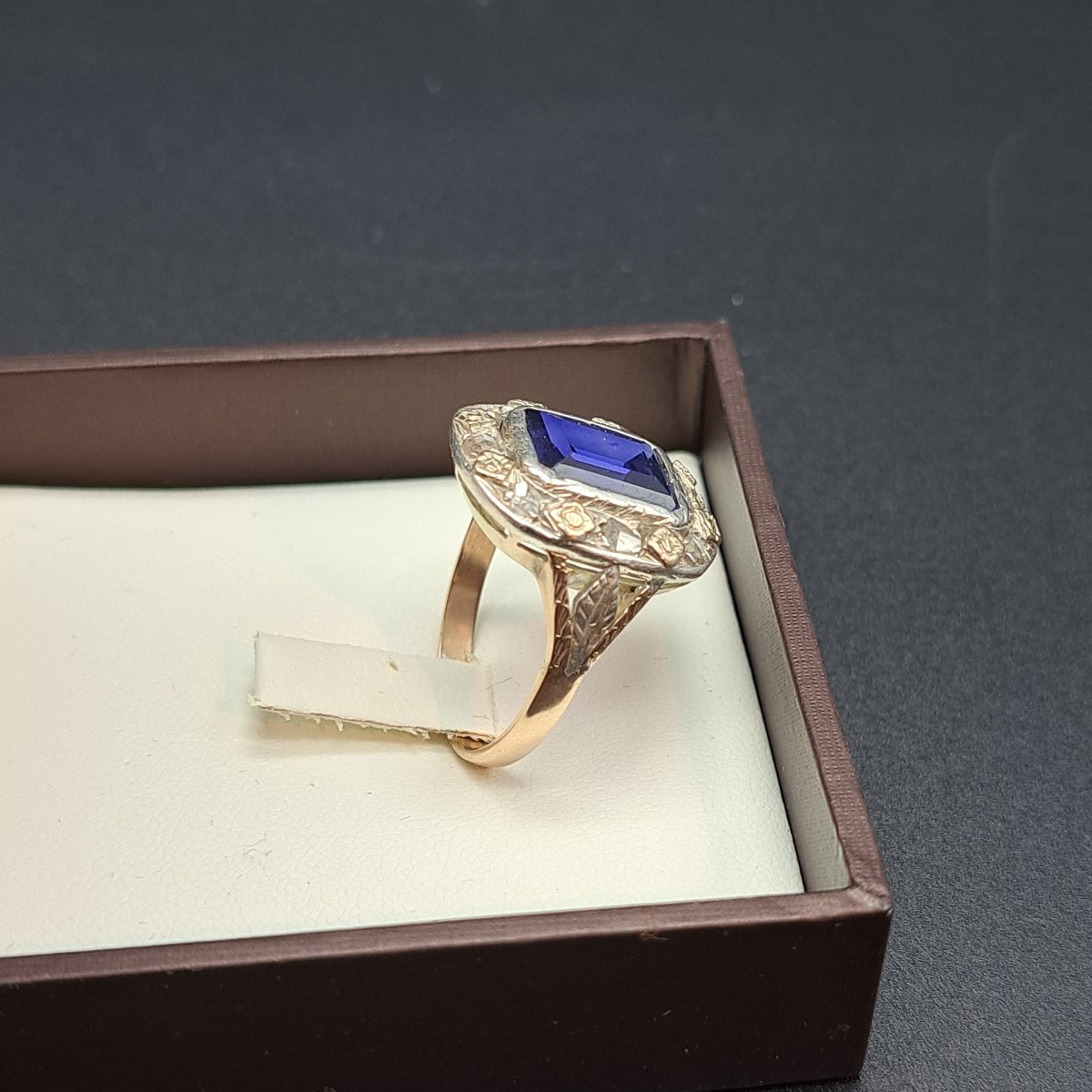 ANELLO ANTICO DEI PRIMI DEL XX IN ORO 14 K. E ARGENTO-photo-4