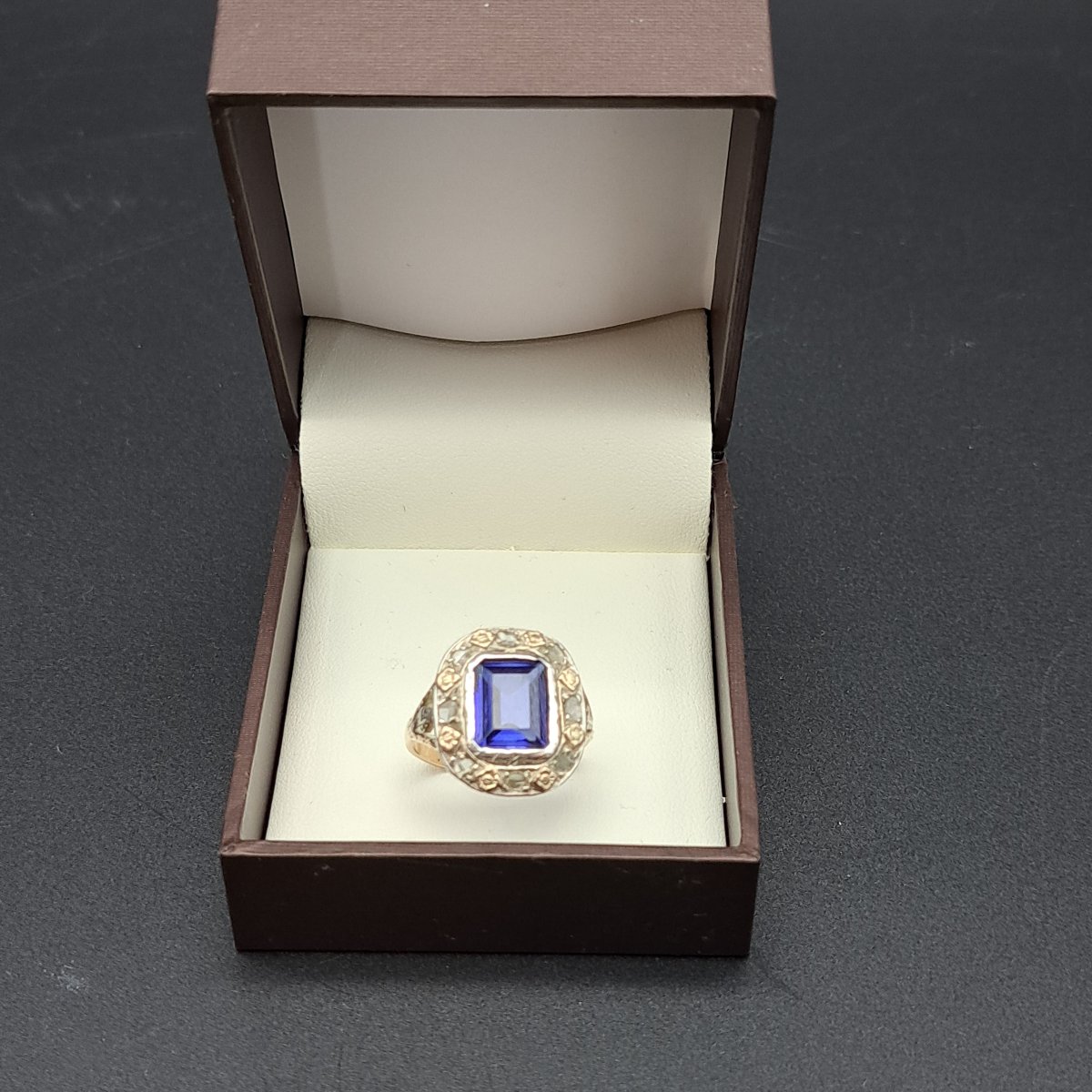 ANELLO ANTICO DEI PRIMI DEL XX IN ORO 14 K. E ARGENTO-photo-1