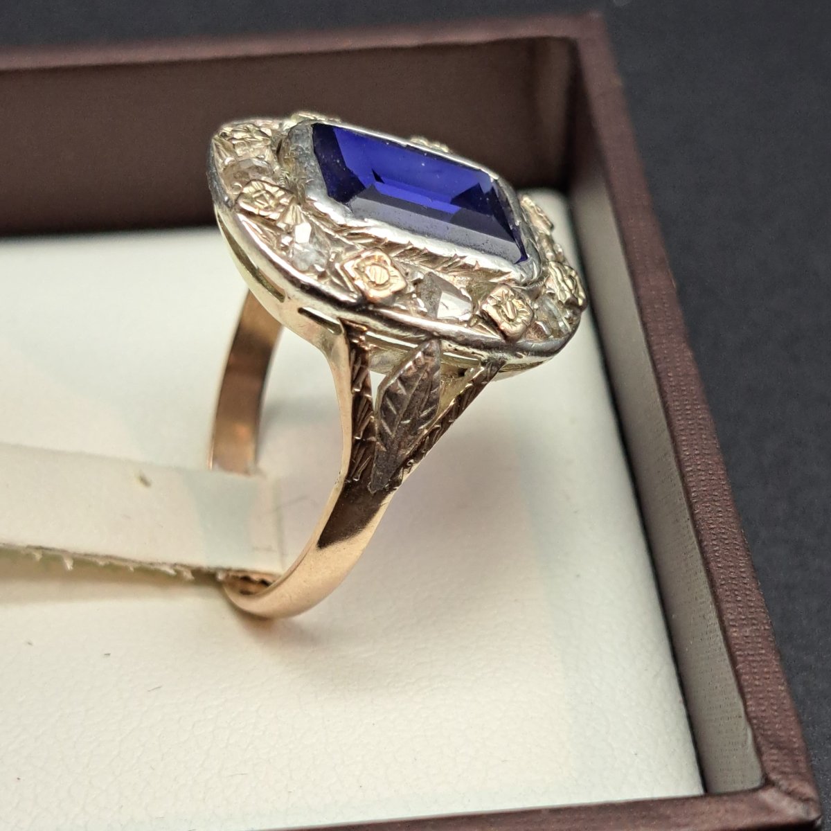 ANELLO ANTICO DEI PRIMI DEL XX IN ORO 14 K. E ARGENTO-photo-5