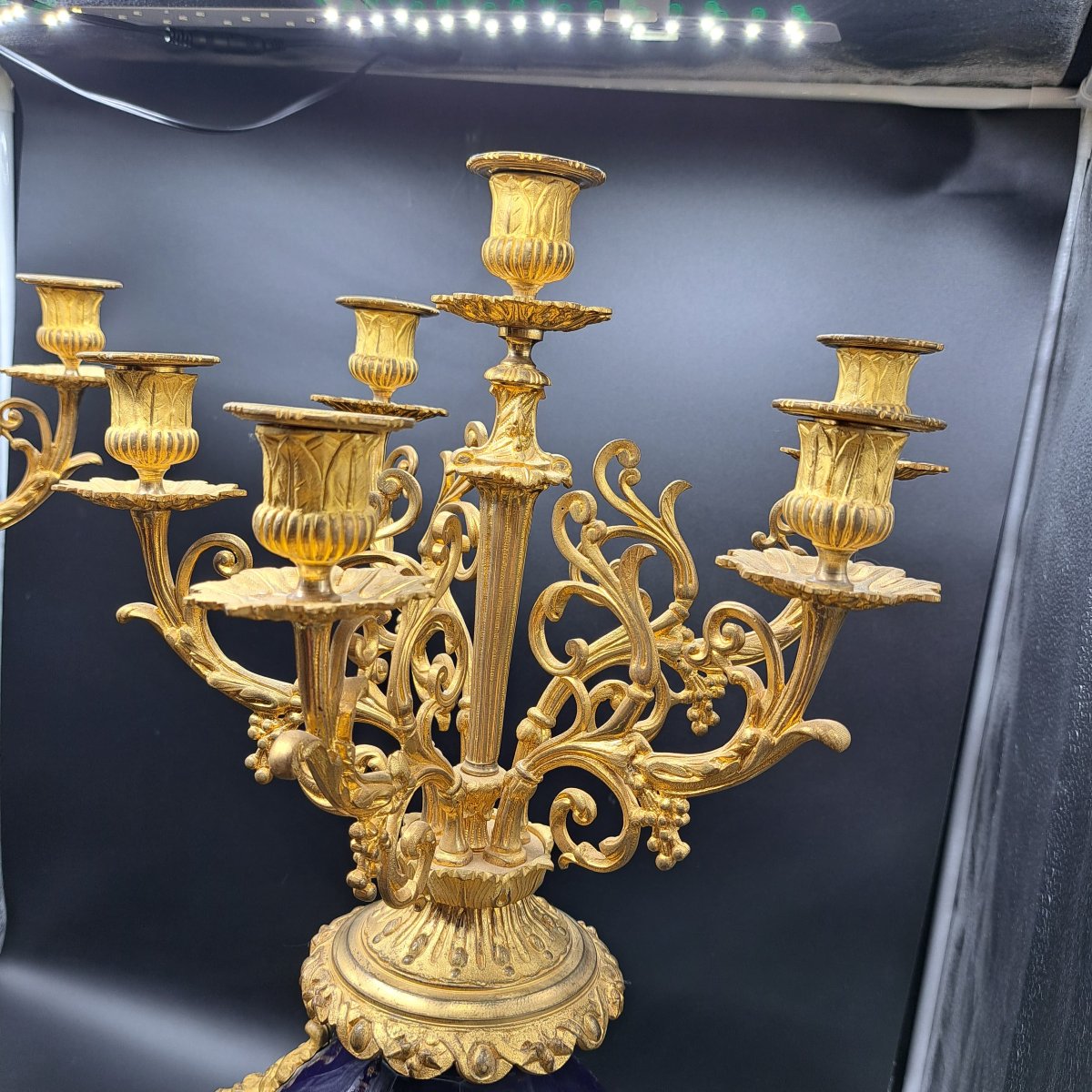 COPPIA DI CANDELABRI IN BRONZO DORATO E PORCELLANA DI SEVRES FRANCIA XIX SECOLO-photo-2