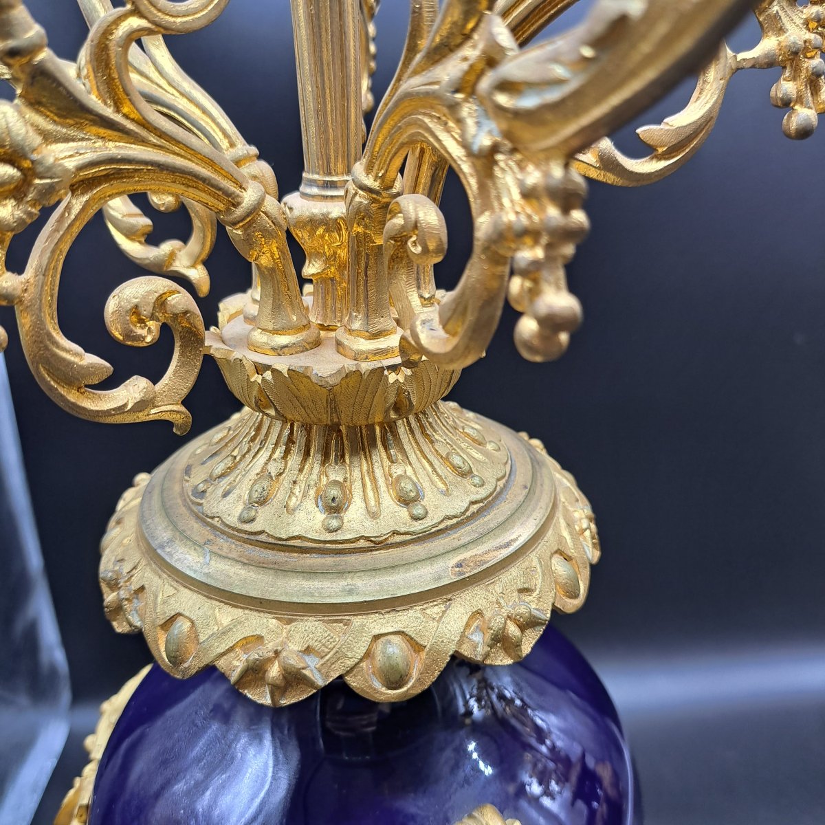 COPPIA DI CANDELABRI IN BRONZO DORATO E PORCELLANA DI SEVRES FRANCIA XIX SECOLO-photo-8