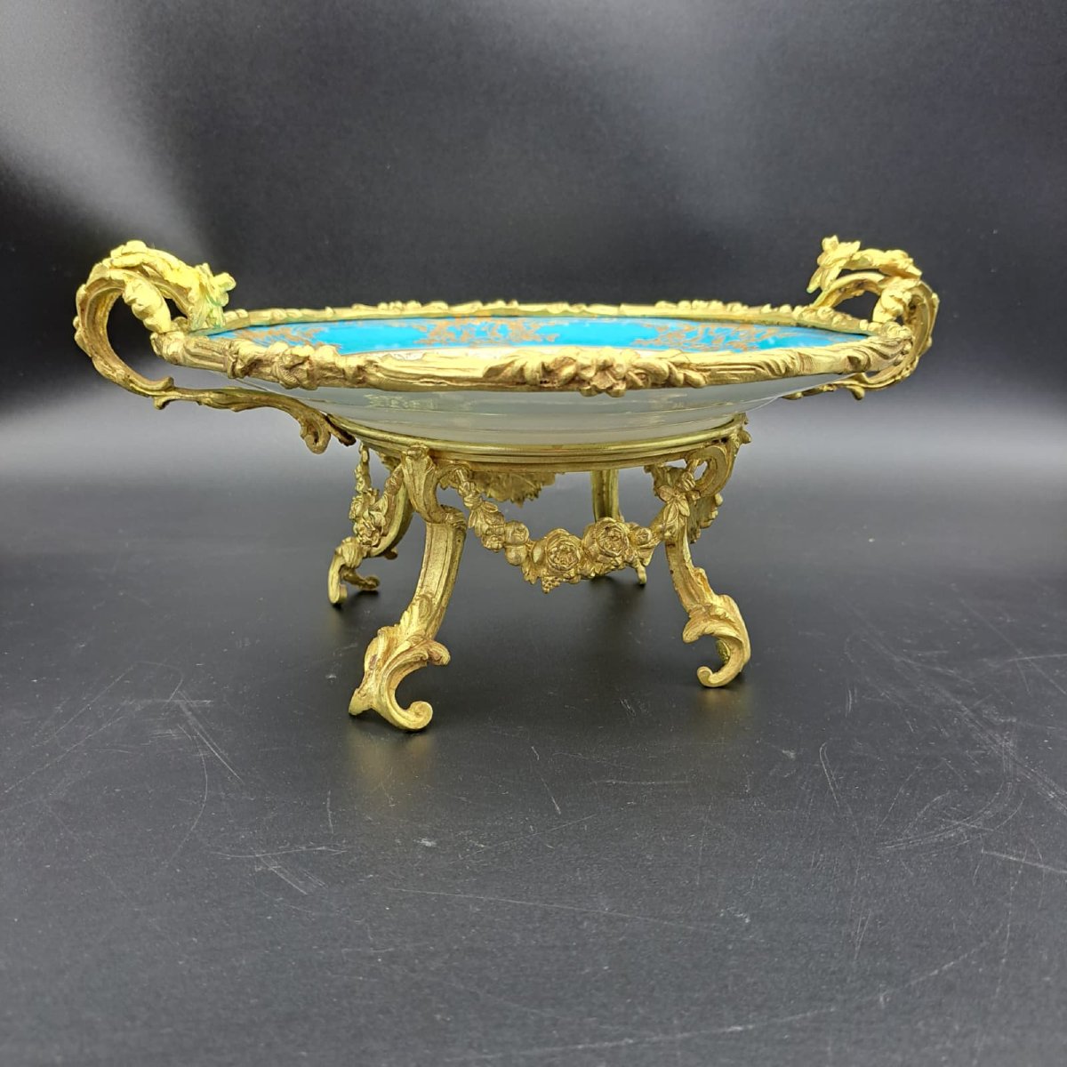 CENTROTAVOLA IN PORCELLANA DI SEVRES E BRONZO DORATO XIX SECOLO NAPOLEONE III-photo-2