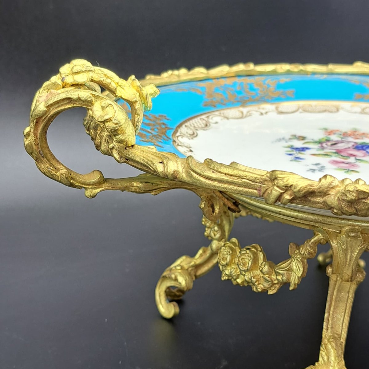 CENTROTAVOLA IN PORCELLANA DI SEVRES E BRONZO DORATO XIX SECOLO NAPOLEONE III-photo-4