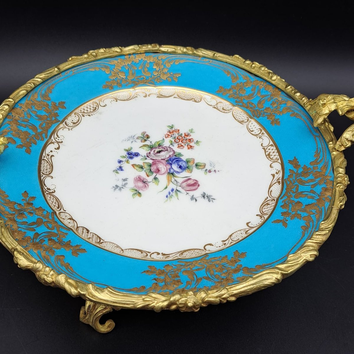 CENTROTAVOLA IN PORCELLANA DI SEVRES E BRONZO DORATO XIX SECOLO NAPOLEONE III-photo-2