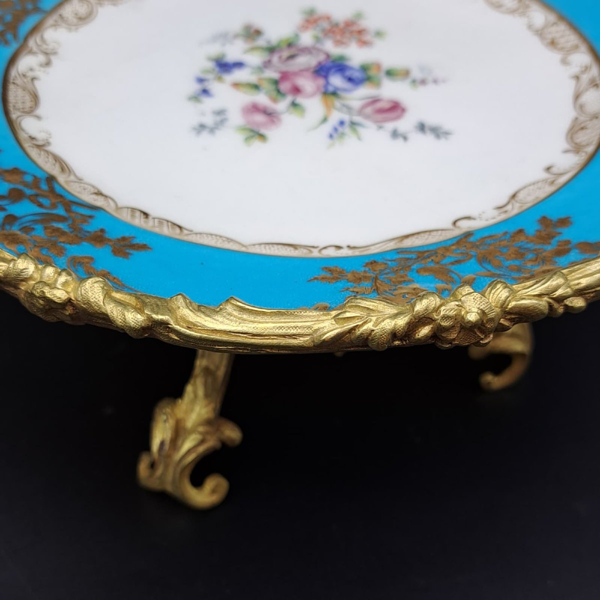 CENTROTAVOLA IN PORCELLANA DI SEVRES E BRONZO DORATO XIX SECOLO NAPOLEONE III-photo-3