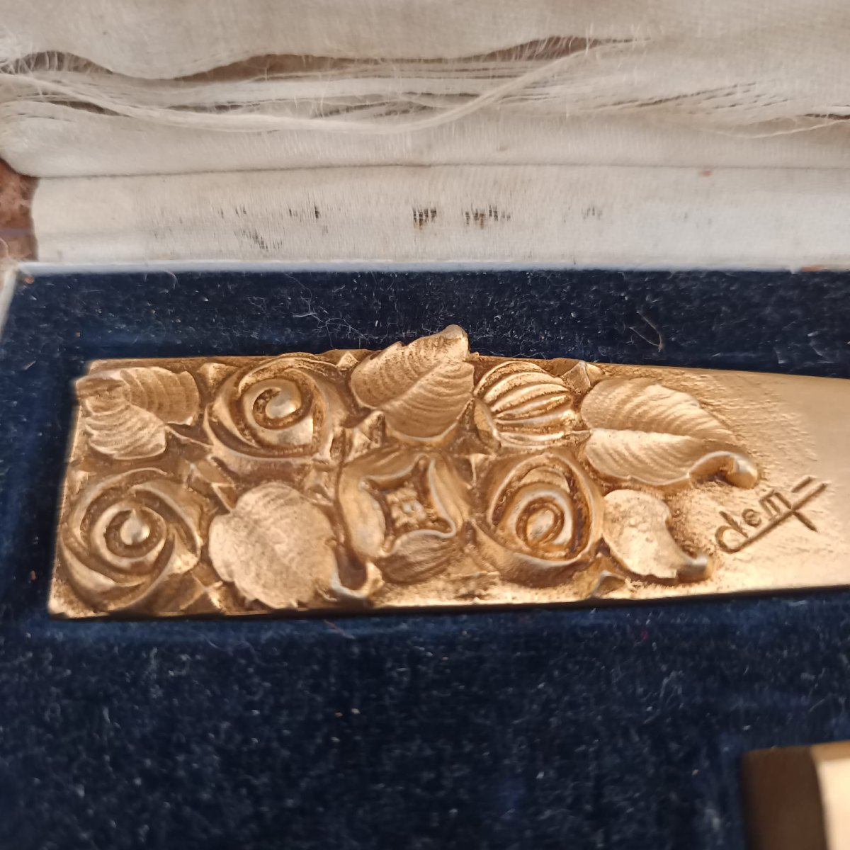 TAGLIACARTE E SIGILLO IN BRONZO DORATO FIRMATO CLEM-photo-5