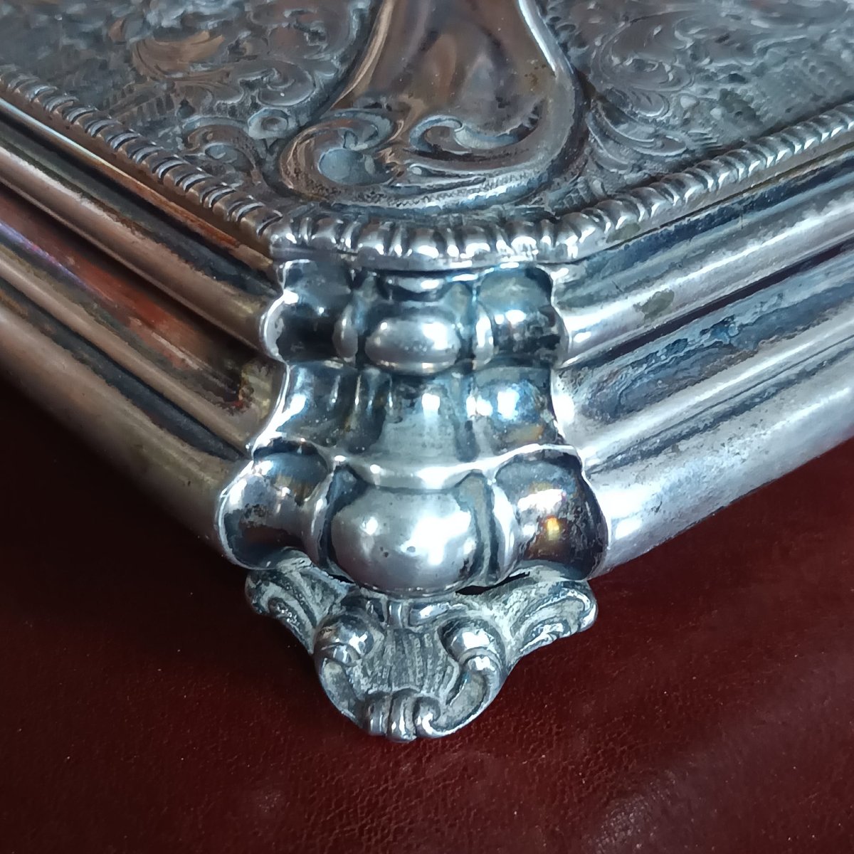 ANTICA SCATOLA PORTAGIOIE IN ARGENTO 800 DEL XX SECOLO-photo-3