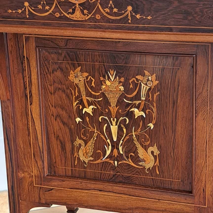 SCRITTOIO DAVENPORT VITTORIANO INTARSIATO DELLA META' DEL XIX SECOLO-photo-4