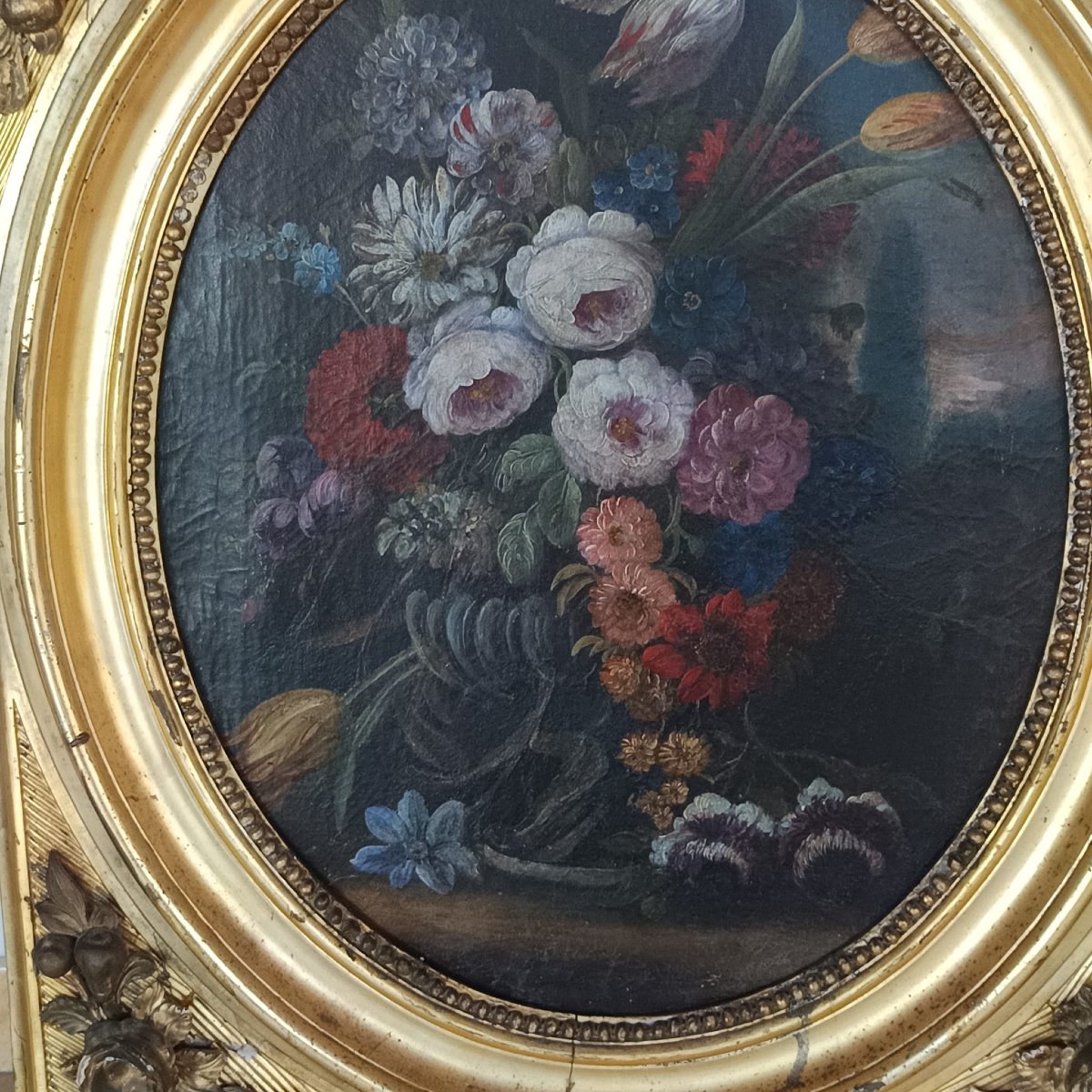 Dipinto olio su tela della fine del XVIII secolo raffigurante natura morta, dove si evidenzia l-photo-1