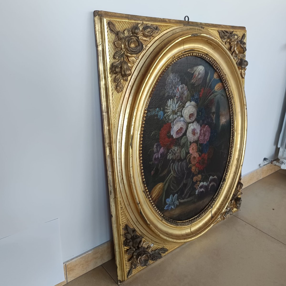 Dipinto olio su tela della fine del XVIII secolo raffigurante natura morta, dove si evidenzia l-photo-5