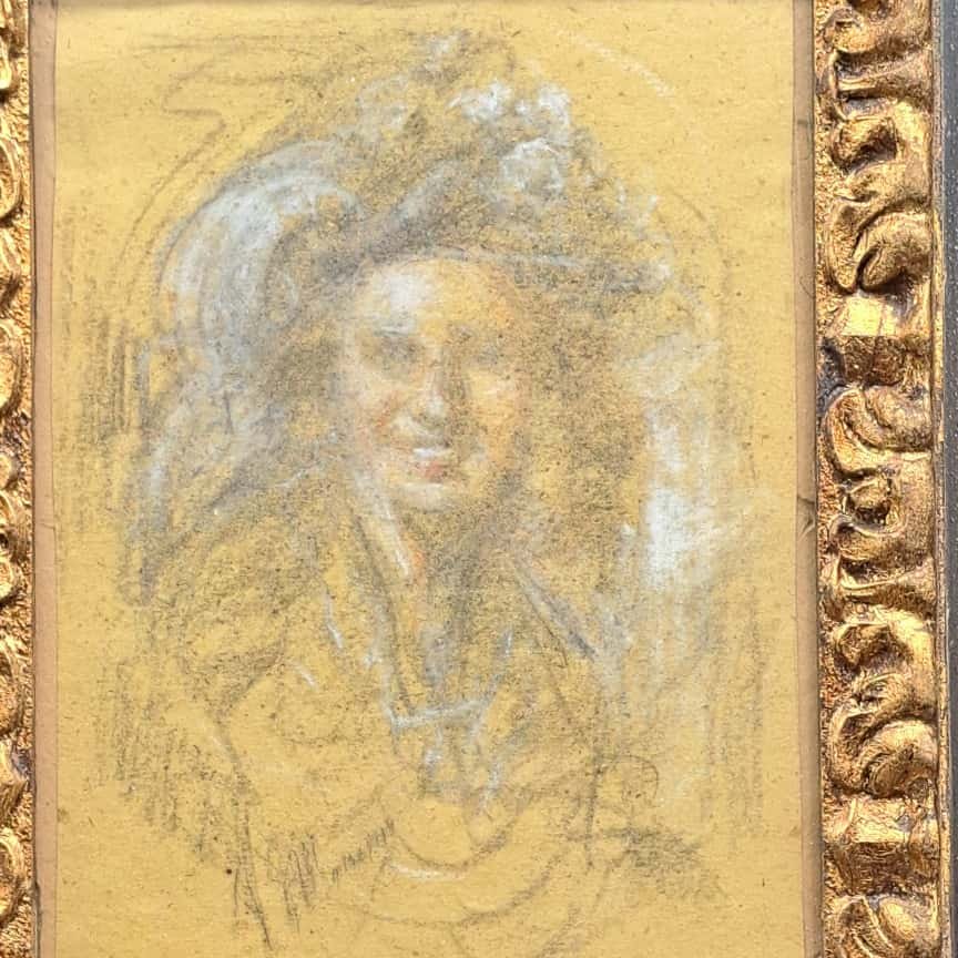 RITRATTO DI DONNA TECNICA MISTA TRA XIX E XX SECOLO FIRMATO ANTONIO MANCINI.-photo-5