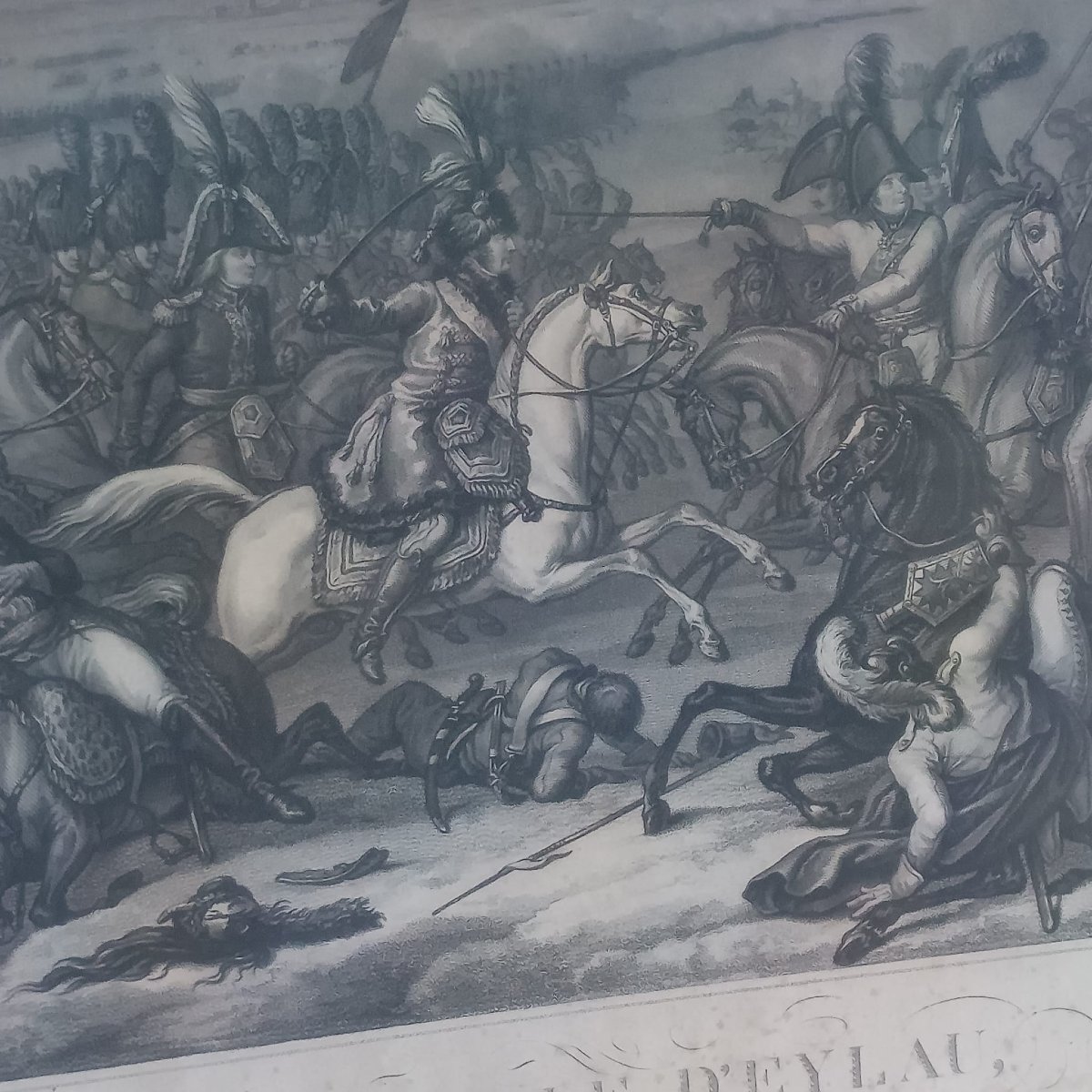 INCISIONE DELLA BATTAGLI DI EYLAU DI CARL VERNET INCISA DA J.J. WOLFF-photo-4