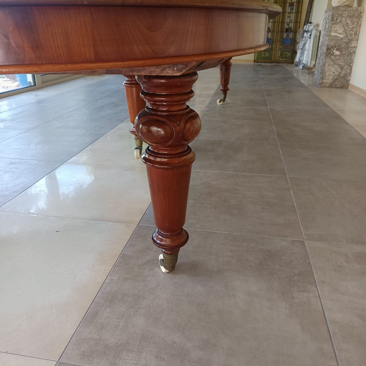 TAVOLO INGLESE ALLUNGABILE IN MOGANO DELLA SECONDA META' DEL XIX SECOLO.-photo-7
