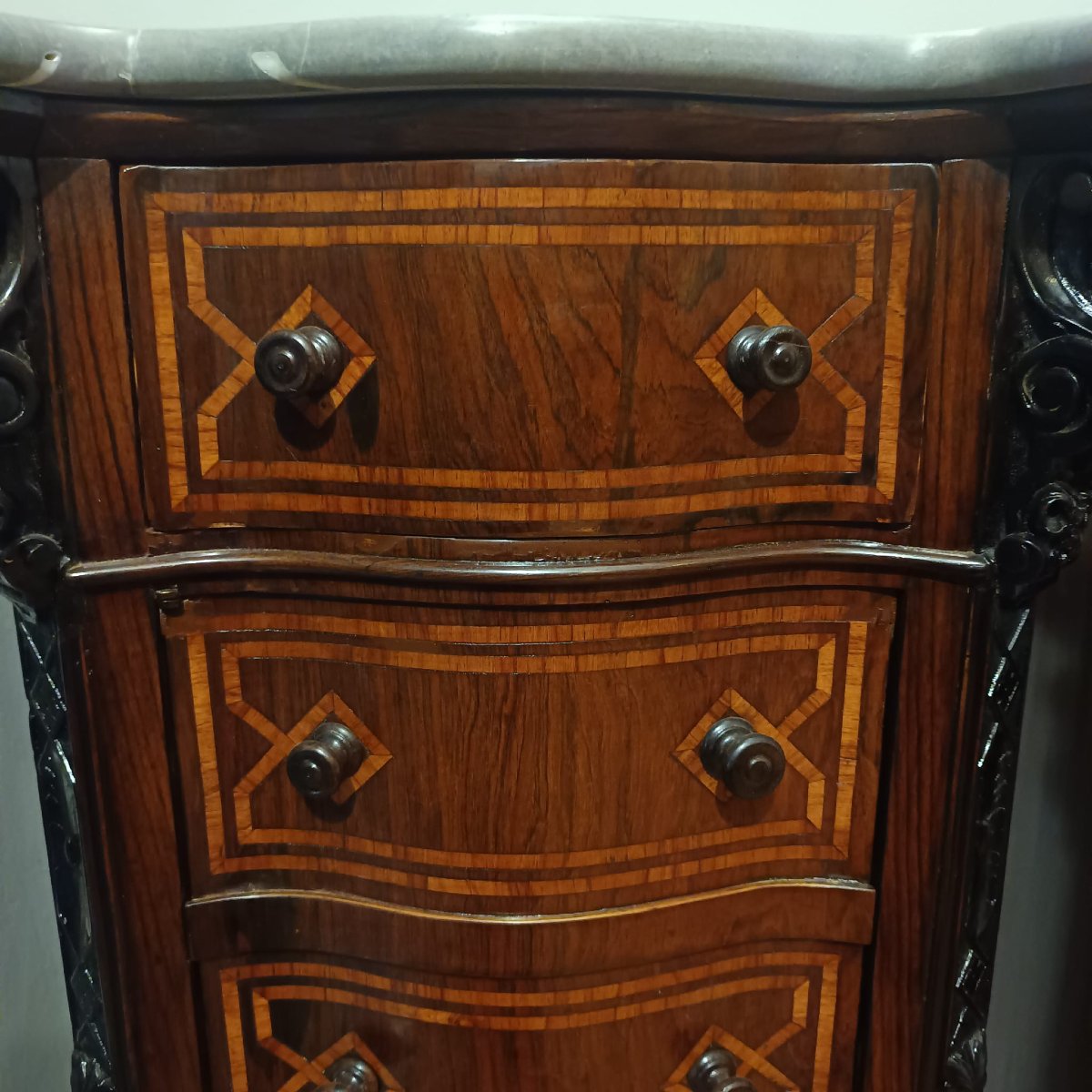 COPPIA DI COMODINI CARLO X SICILIANI IN PALISSANDRO PRIMA META' DEL XIX SECOLO-photo-4