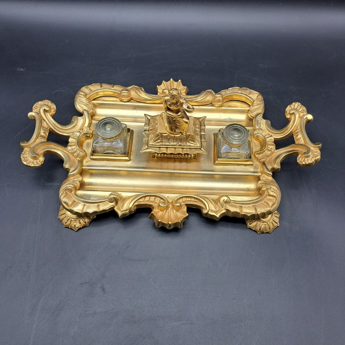 CALAMAIO IN BRONZO DORATO DI EPOCA CARLO X-photo-3