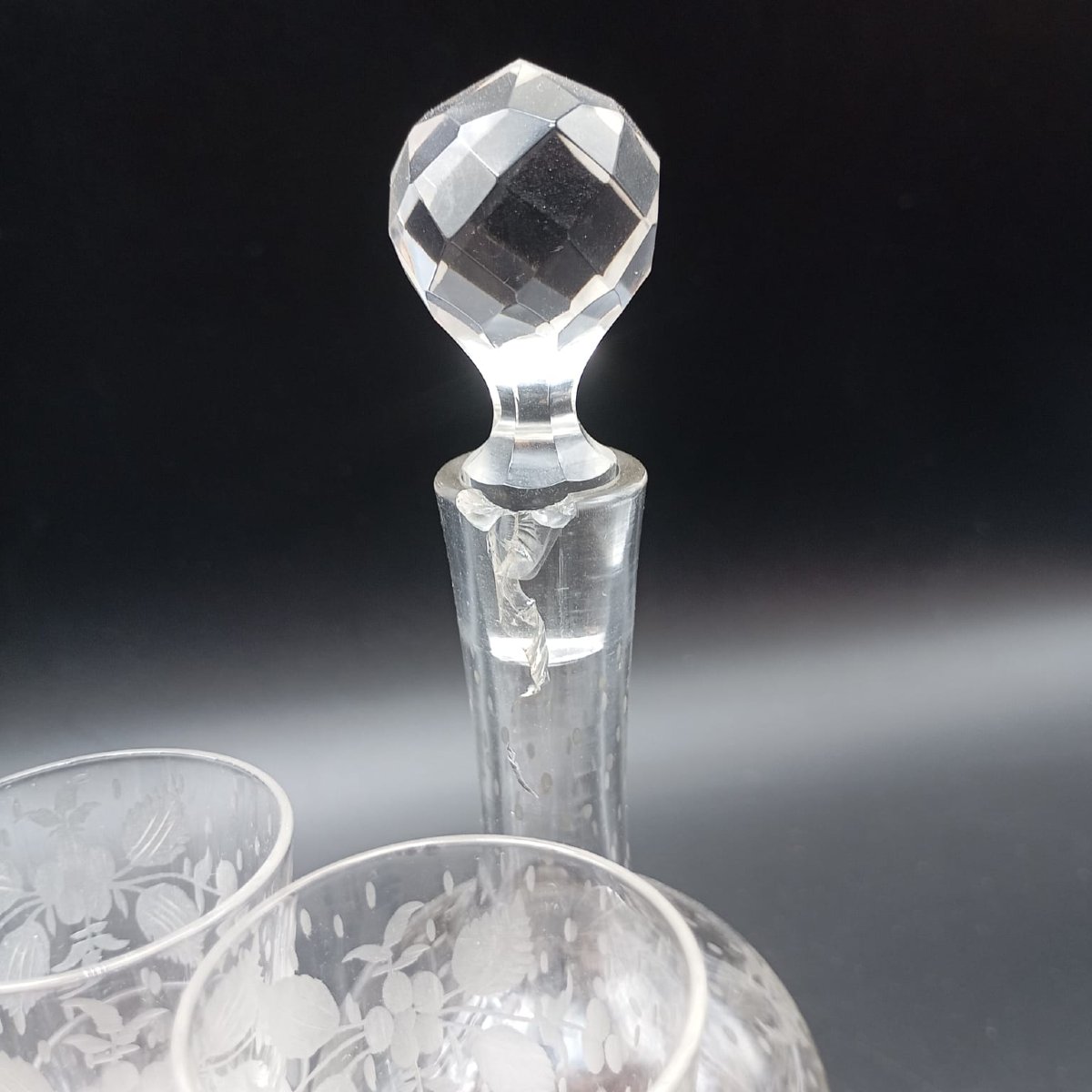 CAVE' A LIQUEUR DEL XIX SECOLO IN LEGNO EBANIZZATO E CRISTALLO-photo-5