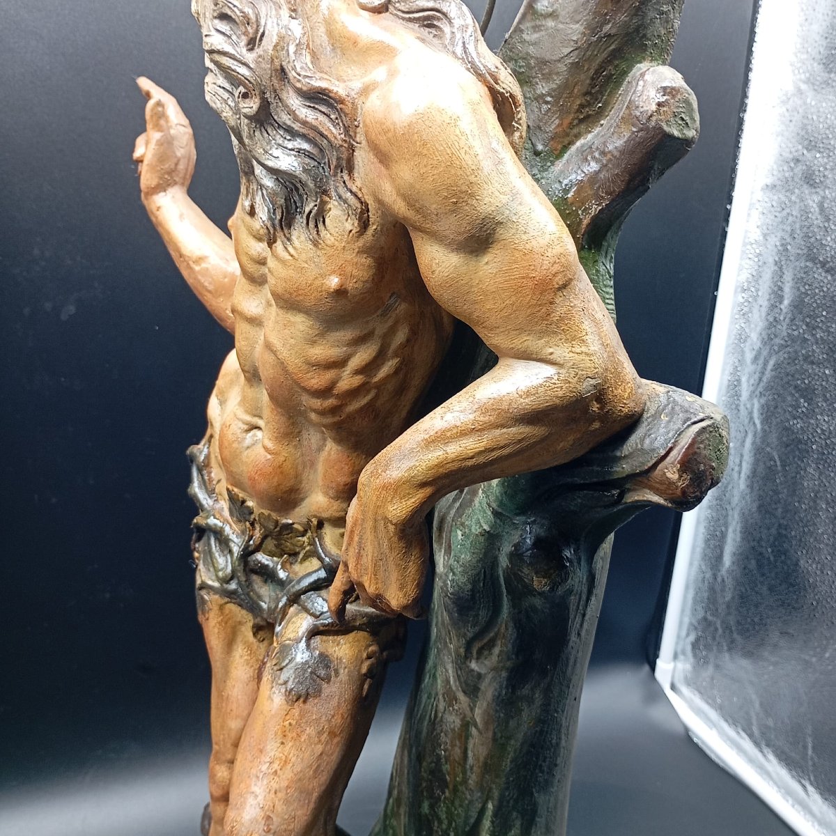 GRANDE SCULTURA I TERRACOTTA POLICROMA DELLA FINE DEL XVII INIZI DEL XVIII SECOLO-photo-4