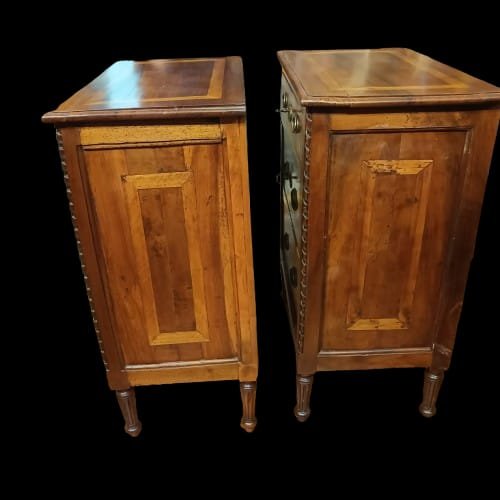 COPPIA DI COMODINI DI EPOCA LUIGI XVI FINE DEL XVIII SECOLO-photo-5