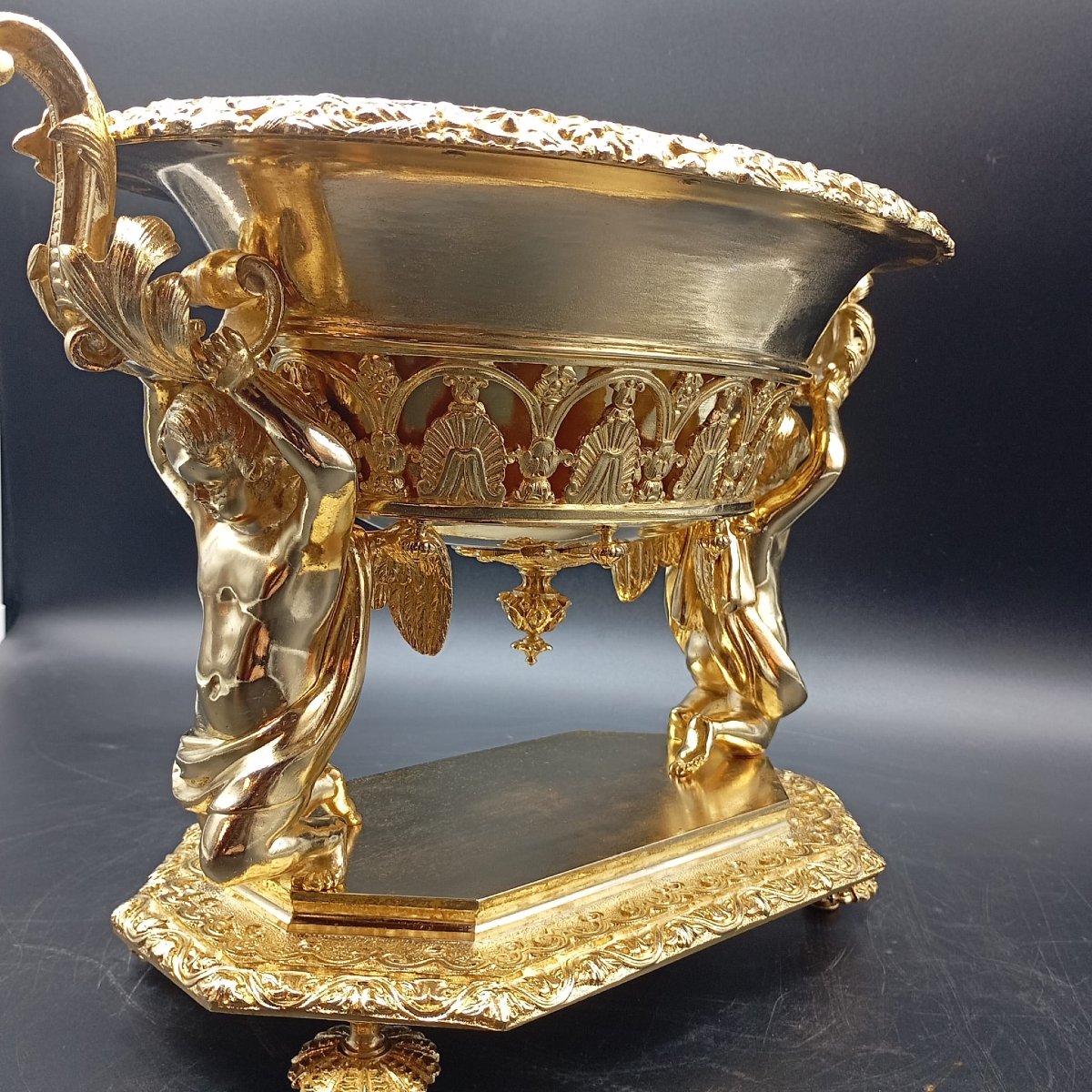 FIORIERA IN BRONZO DORATO DI EPOCA CARLO X-photo-2
