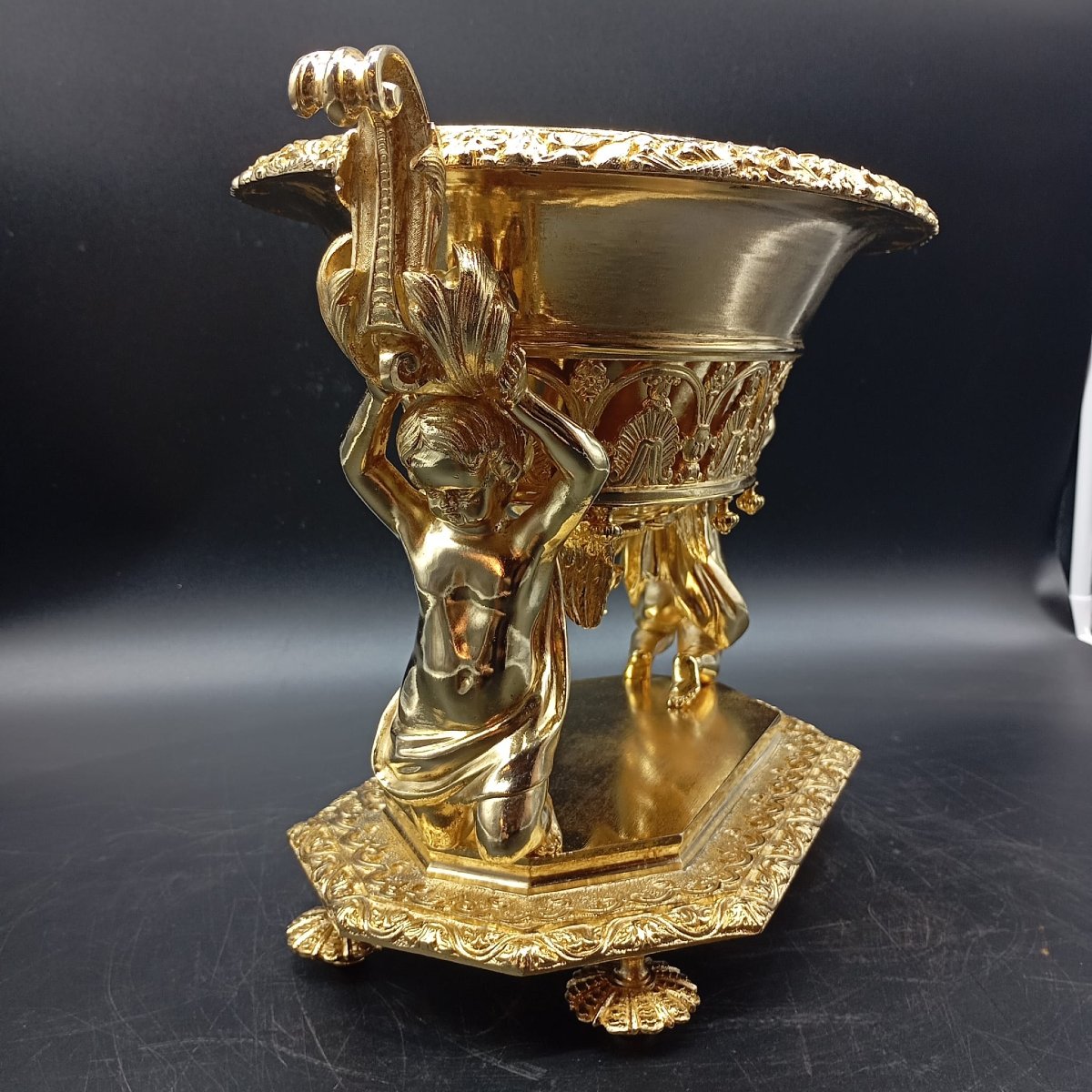 FIORIERA IN BRONZO DORATO DI EPOCA CARLO X-photo-3
