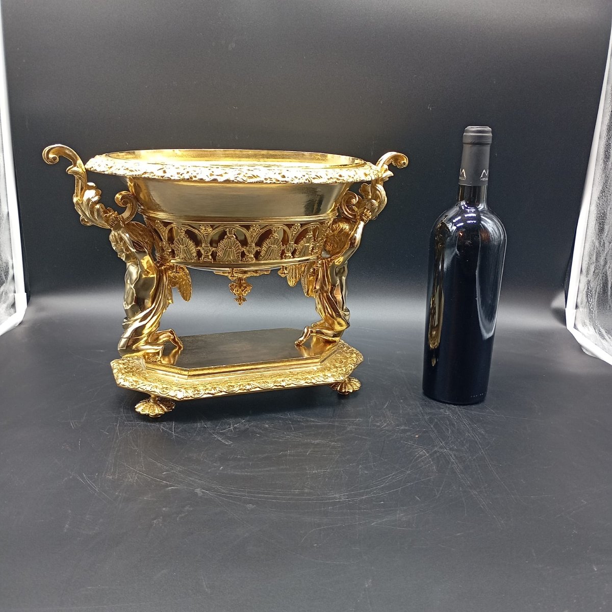 FIORIERA IN BRONZO DORATO DI EPOCA CARLO X-photo-1