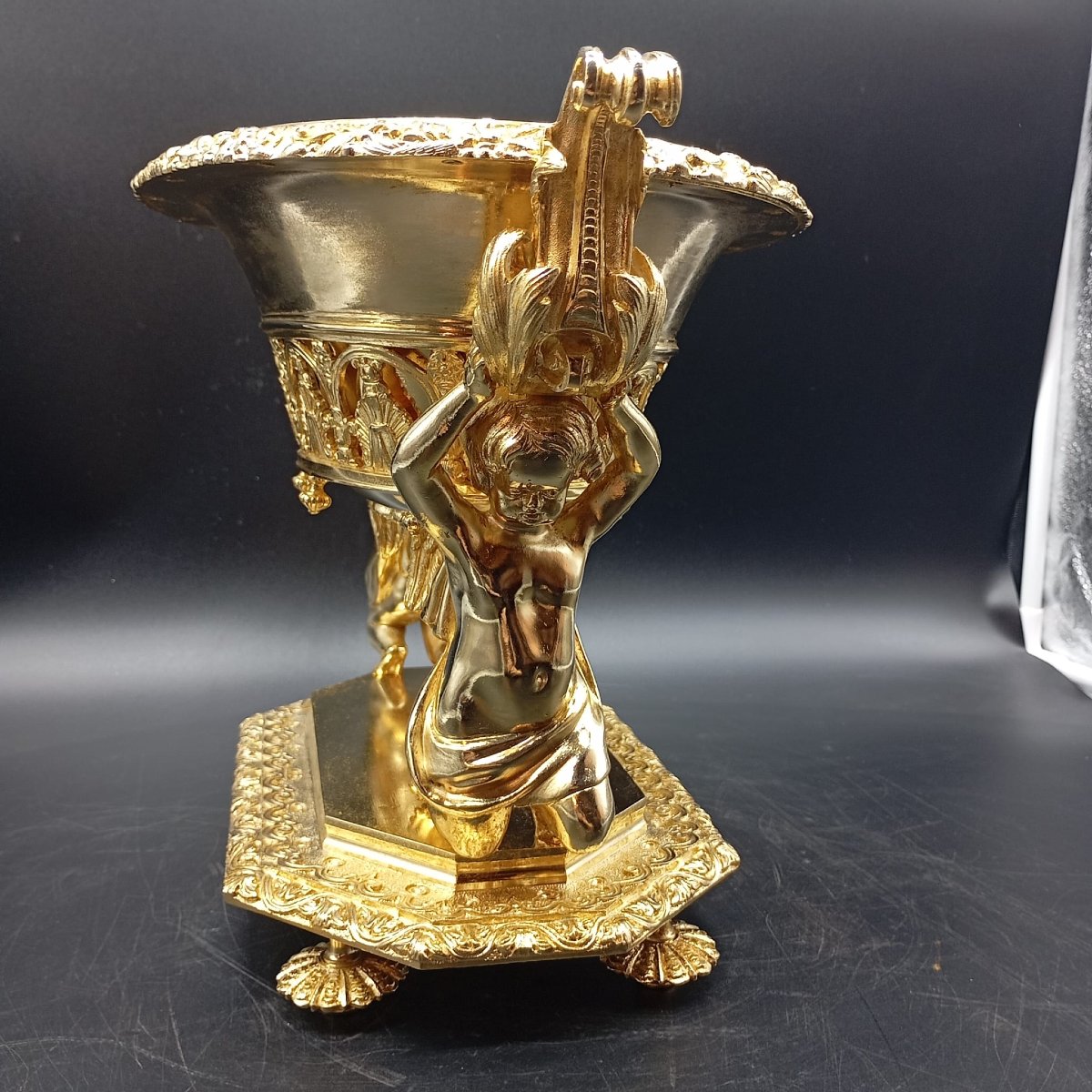 FIORIERA IN BRONZO DORATO DI EPOCA CARLO X-photo-4