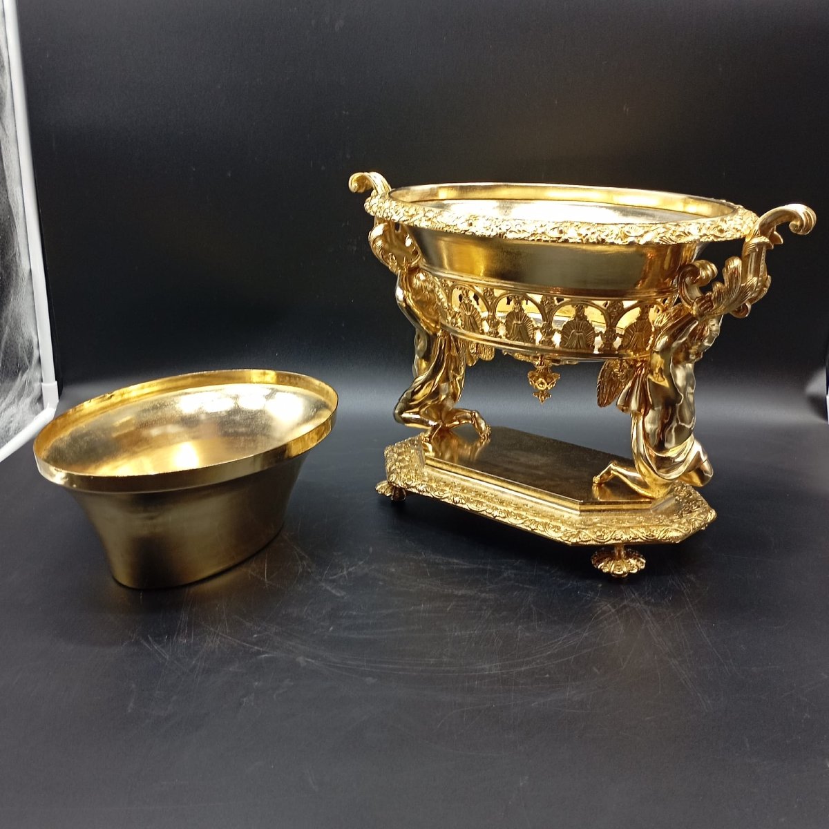 FIORIERA IN BRONZO DORATO DI EPOCA CARLO X-photo-5