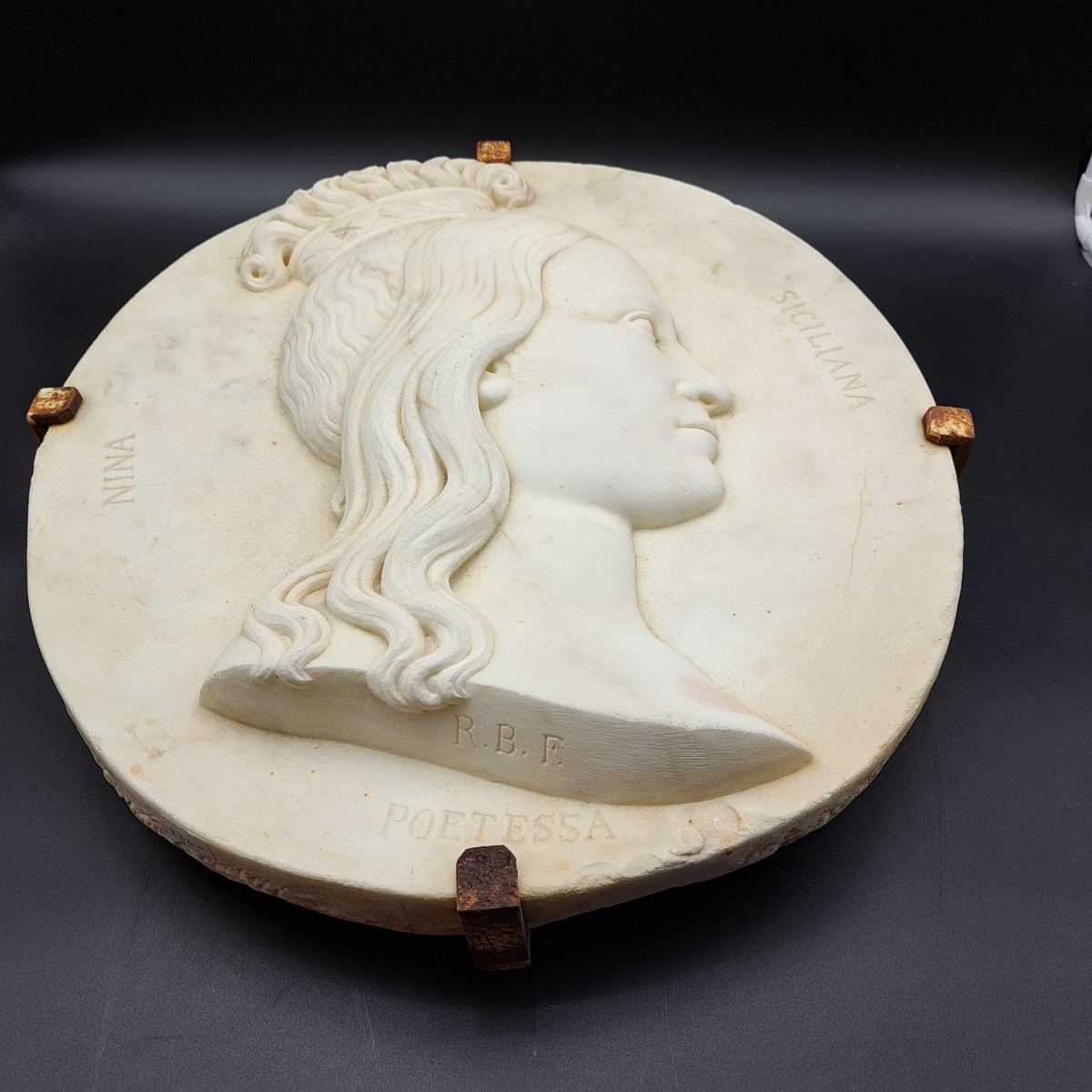 BASSORILIEVO IN MARMO DI ROSOLINO BARBERA DEL XIX SECOLO " 1838-1866 "-photo-2