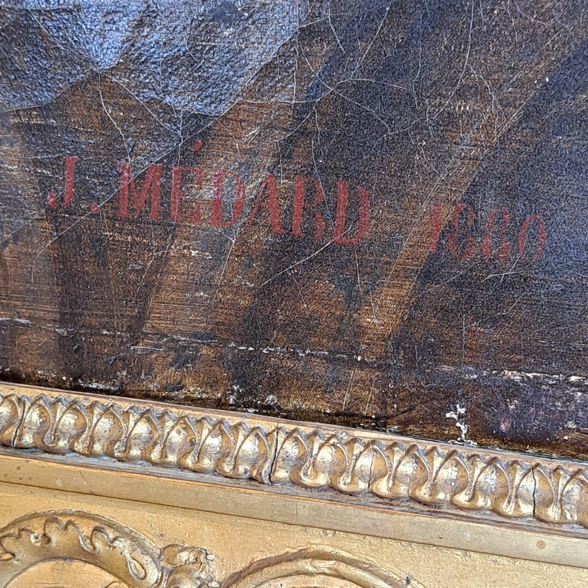 DIPINTO OLIO SU TELA DELLA SECONDA METÀ DEL XIX SECOLO DI JULES FERDINAD MEDARD 1855 - 1925-photo-8