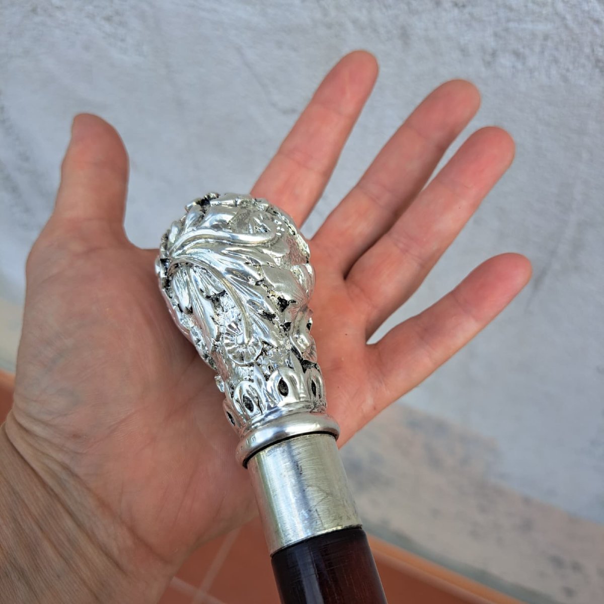 BASTONE DA PASSEGGIO ANTICO CON MANICO IN ARGENTO-photo-6