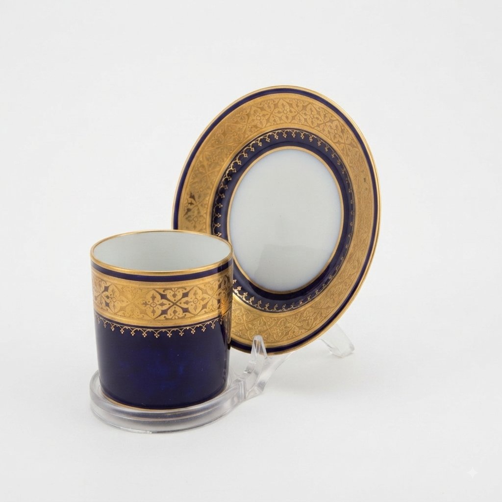TAZZINA CON PIATTINO LIMOGES DELLA META' DEL XIX SECOLO FIRMATA JEAN POUYAT-photo-3