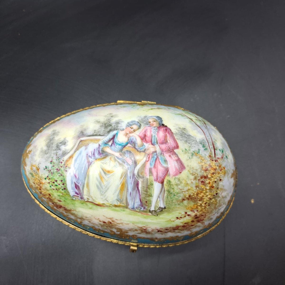 SCATOLA PORTAGIOIE ANTICO IN PORCELLANA DI SEVRES NAPOLEONE III DELLA FINE DEL XIX SECOLO-photo-2