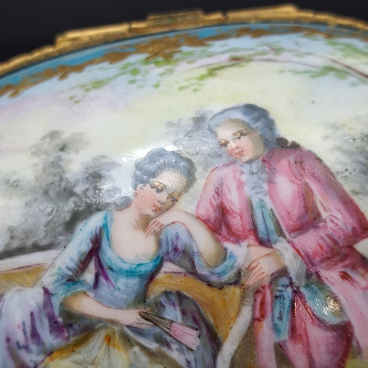 SCATOLA PORTAGIOIE ANTICO IN PORCELLANA DI SEVRES NAPOLEONE III DELLA FINE DEL XIX SECOLO-photo-3