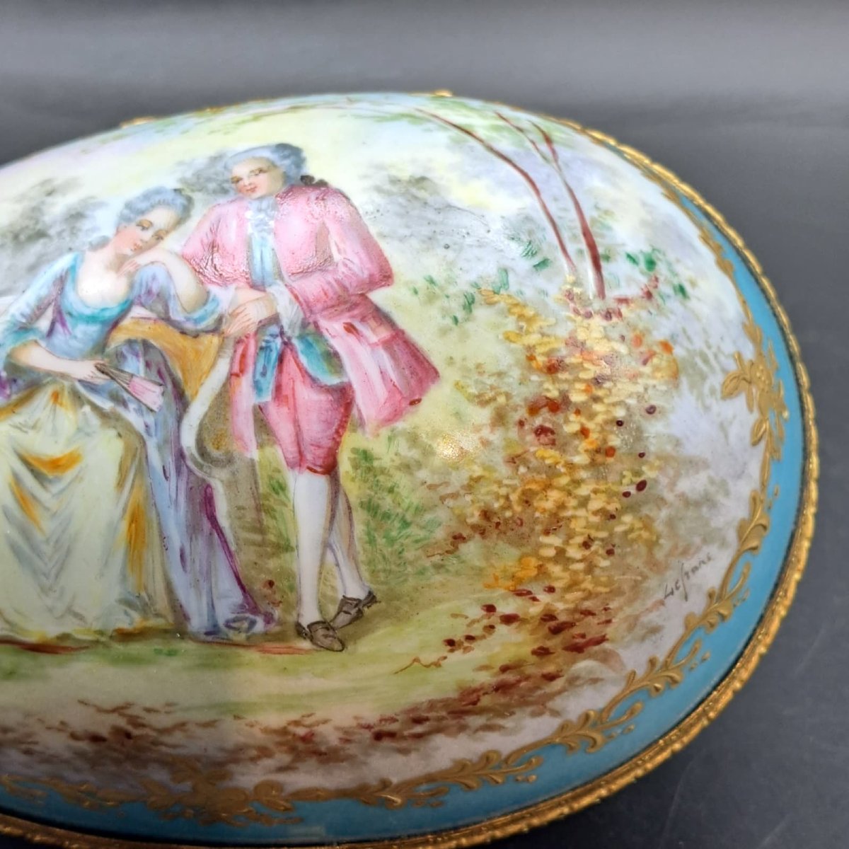 SCATOLA PORTAGIOIE ANTICO IN PORCELLANA DI SEVRES NAPOLEONE III DELLA FINE DEL XIX SECOLO-photo-4
