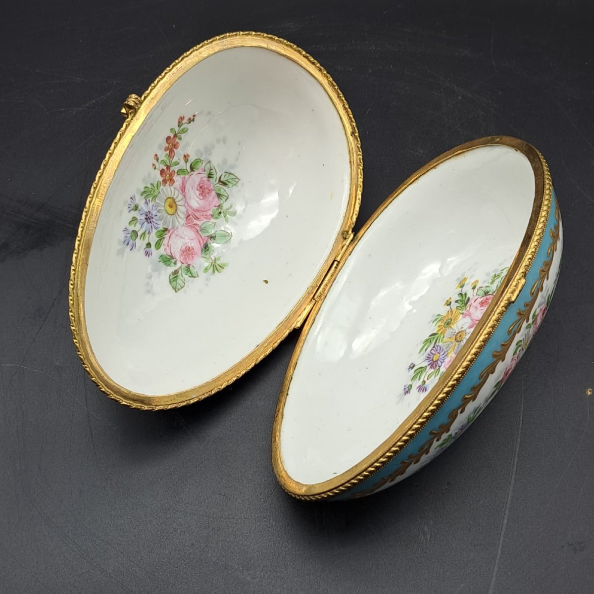 SCATOLA PORTAGIOIE ANTICO IN PORCELLANA DI SEVRES NAPOLEONE III DELLA FINE DEL XIX SECOLO-photo-4
