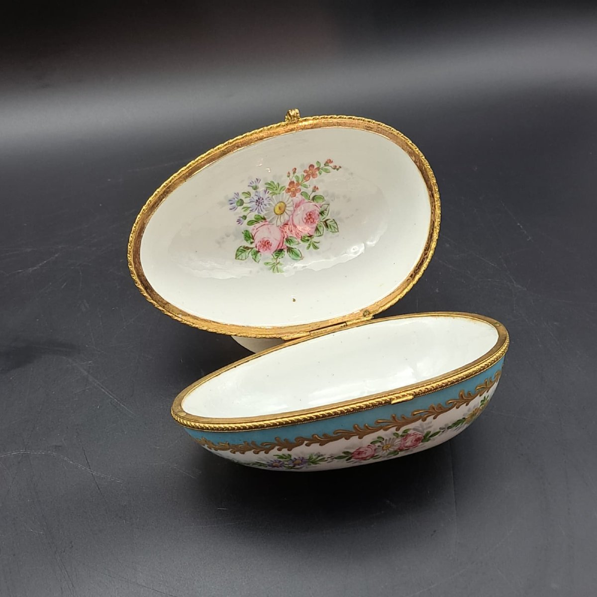 SCATOLA PORTAGIOIE ANTICO IN PORCELLANA DI SEVRES NAPOLEONE III DELLA FINE DEL XIX SECOLO-photo-5