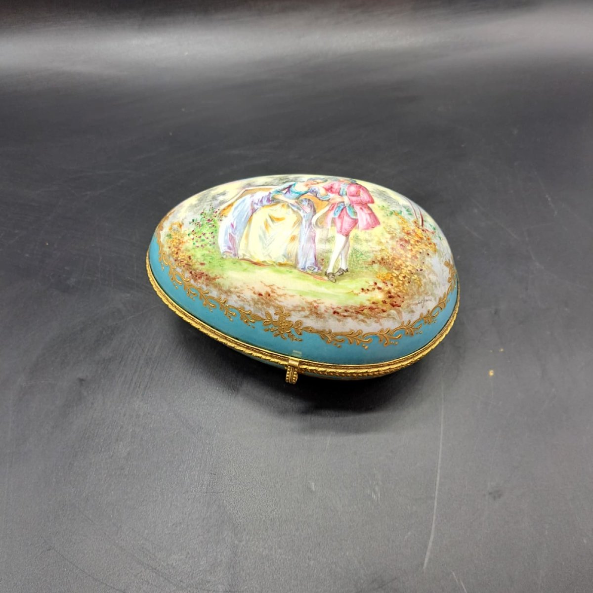 SCATOLA PORTAGIOIE ANTICO IN PORCELLANA DI SEVRES NAPOLEONE III DELLA FINE DEL XIX SECOLO