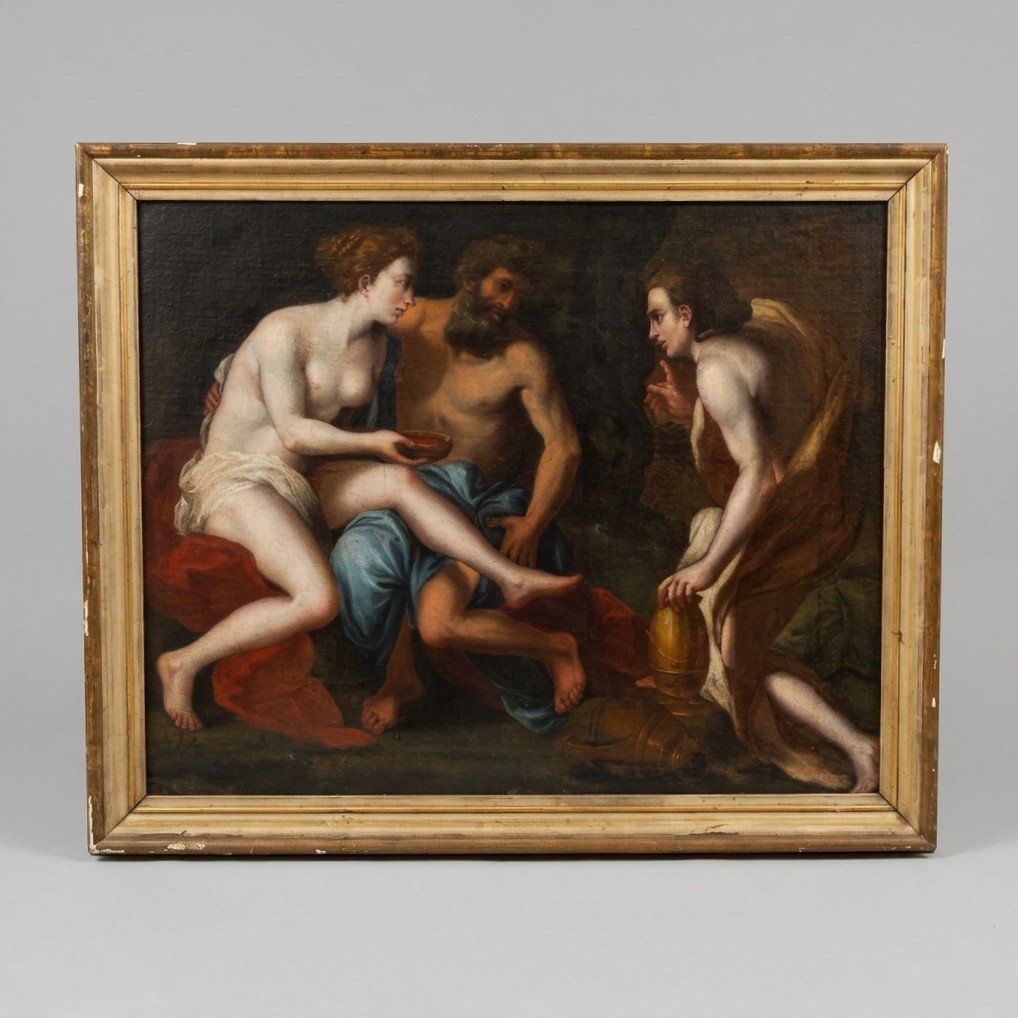 DIPINTO ANTICO LOT E LE FIGLIE DELLA FINE DEL XVII INIZI DEL XVIII SECOLO