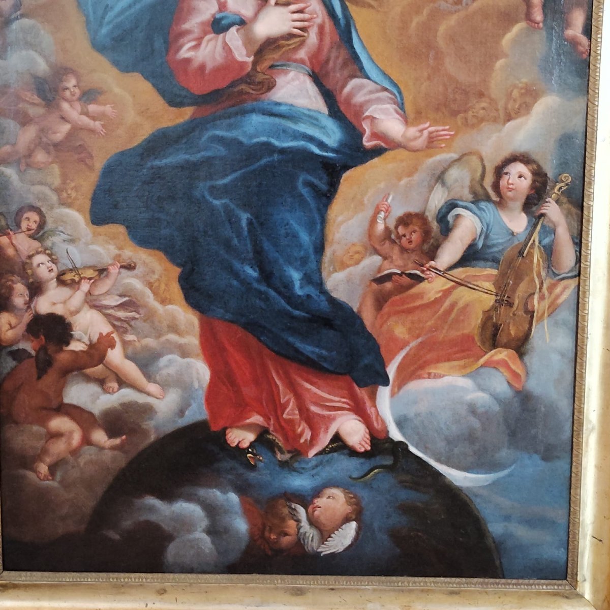 ANTICO DIPINTO IMMACOLATA CONCEZIONE DEL XVIII SECOLO-photo-3