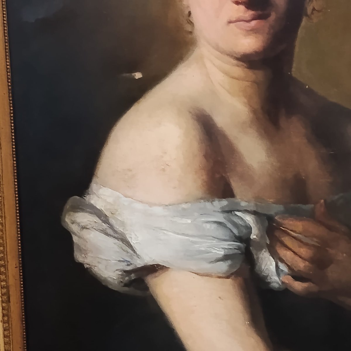 DIPINTO ANTICO RITRATTO DI GIOVANE DONNA DEL XIX SECOLO-photo-1