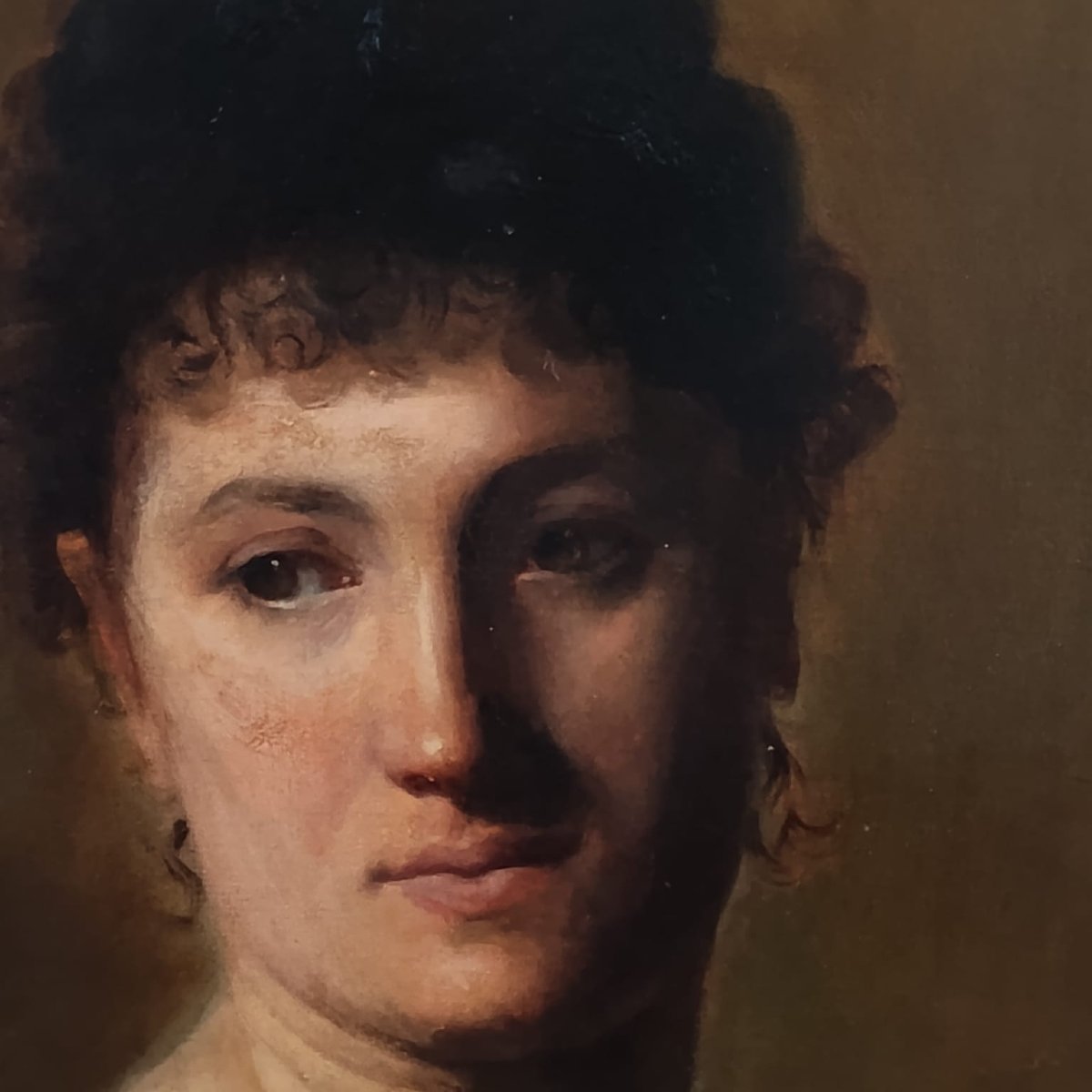 DIPINTO ANTICO RITRATTO DI GIOVANE DONNA DEL XIX SECOLO-photo-2