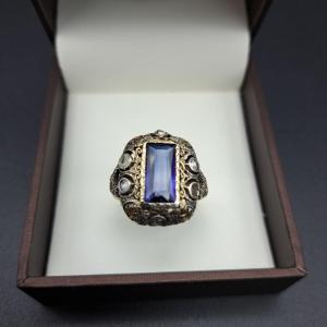 ANELLO ANTICO DEI PRIMI DEL XX IN ORO 18 K. E ARGENTO