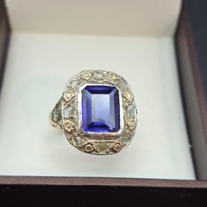 ANELLO ANTICO DEI PRIMI DEL XX IN ORO 14 K. E ARGENTO