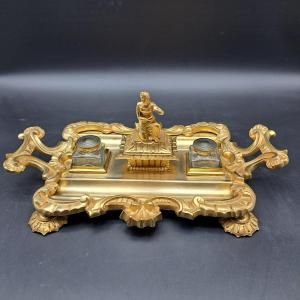 CALAMAIO IN BRONZO DORATO DI EPOCA CARLO X